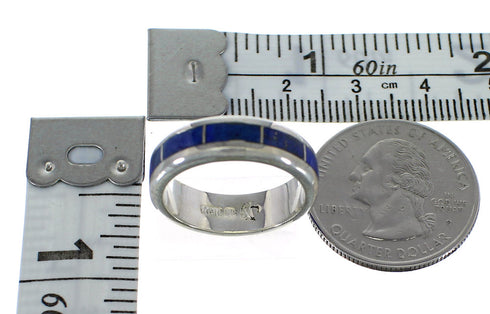 Genuine Sterling Silver Lapis Inlay Ring Size 5-1/2 RX57834